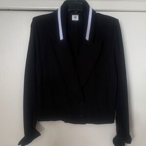 Cabi Black ponte DoubleBreasted Blazer, White Trim on color, buttons on sleeves